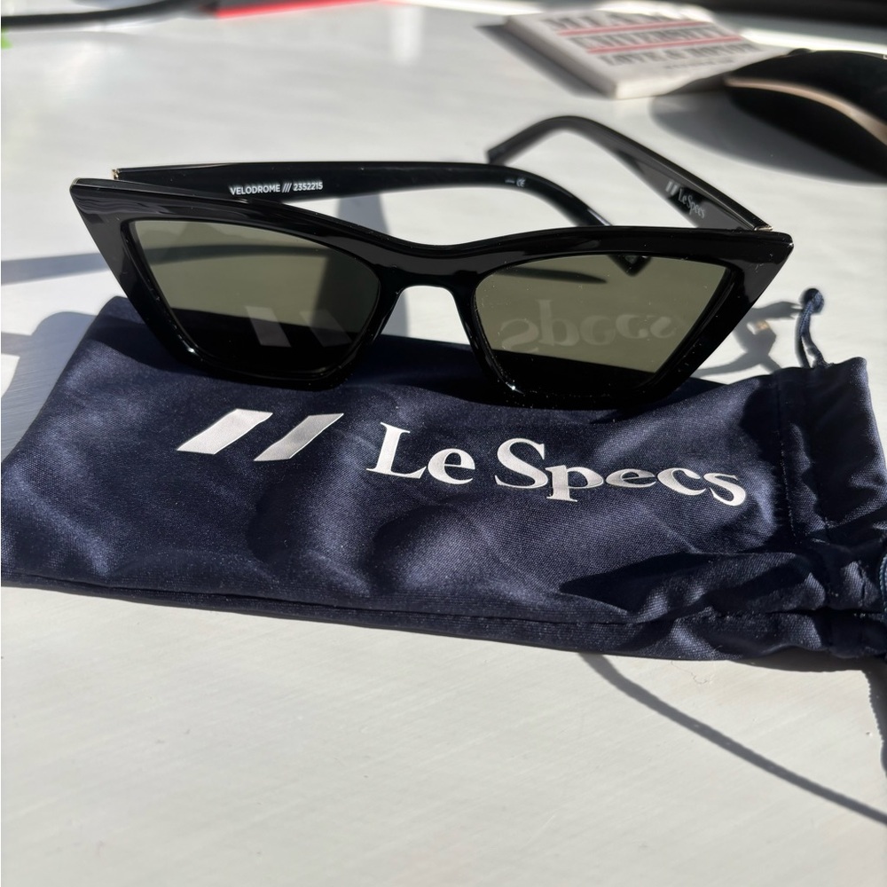 Le Specs Velodrome Glossy Black Cat Eye Sunglasses